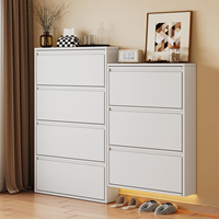 Smalle 15cm ultradunne stalen schoenenkast metalen kantelbare lade schoenenrek ruimtebesparende minimalistische entree meubel organizer