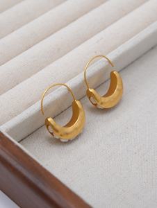 Hochwertige 24 Karat echte vergoldete Messing natürliche Perle Halbmond förmige Douban Ohrringe (<span class=keywords><strong>Gold</strong></span>/Silber Farbe) - Product Image 5