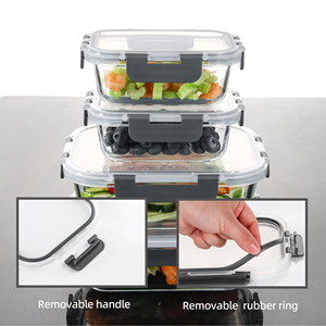 Set Modern Design <b>Glass</b> Food Storage Containers with BPA-Free Microwavable Multifunction Rectangle/<b>Square</b> - Product Image 2