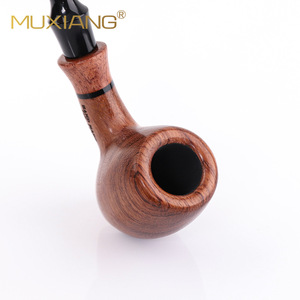 Muxiang Wooden Tobacco Pipe Bent Shape Solid Wood Handmade Smoking Pipe With Case For Personal Gift - Product Image 3