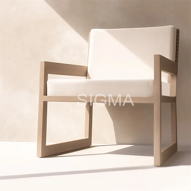 Outdoor All Weather Modern Design Patio Wooden Teak Frame Garden Armchair Dining Table Chair Set Furniture Love Seat Sofa