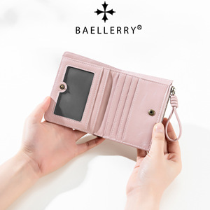 กระเป๋าสตางค์สั้นผู้หญิง Baelerry สีแดง หนัง PU เคลือบแว็กซ์ ซิปใส่เหรียญ ช่องใส่บัตรหลายช่อง ใช้ได้ทุกวัน - Product Image 4