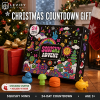 Calendrier de l'Avent de Noël : 24 Jours de Mini Jouets Anti-Stress Squishy – Cadeau Compte à Rebours Sensoriel pour Enfants, Surprise de Vacances