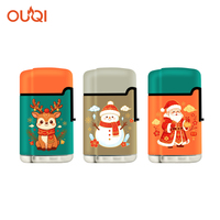 Briquet torche à flamme jet de gaz rechargeable, personnalisé avec autocollants de Noël, pour cigares - Vente en gros