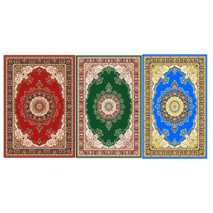 พรมละหมาดลายกำมะหยี่สีแดงเขียวฟ้า ซักมือได้ ดีไซน์ตะวันออกกลาง - Product Image 1