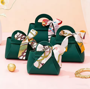 Customizable Leather Gift Tote Bag Luxury Ribbon Bow Candy <b>Box</b> for Baby Shower & Birthday - Product Image 3