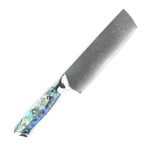 Cuchillo Nakiri profesional de acero de Damasco de 7 pulgadas, marca Sharp, Chef de cocina, cuchillos para cortar verduras y carne