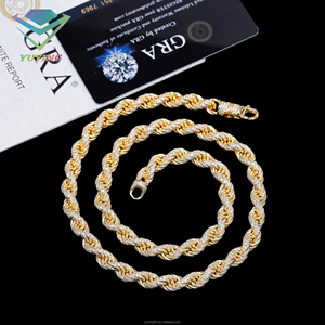 Fashion necklace diamond <b>rope</b> <b>chain</b> VVS moissanite Gold plated 925 sterling sliver GRA certificate Pass diamond tester Unisex - Product Image 1
