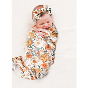 Nouveau-né doux emmailloter réception <span class=keywords><strong>couverture</strong></span> réception mousseline Swaddle chapeau ensemble <span class=keywords><strong>couverture</strong></span> bandeau <span class=keywords><strong>naissance</strong></span> bébé douche cadeau - Product Image 3