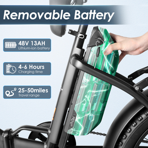 จักรยานไฟฟ้าพับได้สำหรับเด็ก ยางอ้วน 20 นิ้ว 48V 13AH 500W ยี่ห้อ USA Stock พร้อมจอ LCD แสดงผลหลายโหมด ใช้ได้ทั้งภูเขา/ในเมือง - Product Image 4