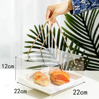 Nouveautés Boîte à gâteau transparente en PET avec poignée portable 4 pièces Boîte à gâteau à la mousse au fromage Boîte cadeau visuelle Boîte à fleurs Emballage de gâteau d'anniversaire