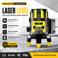 Niveau laser vert super lumineux OEM à 5 lignes, auto-nivelant, avec point de plomb pour la construction