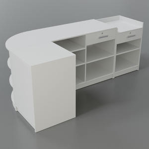 Mostrador de Caja Moderno y Duradero de Melamina MDF Blanco Personalizado para Supermercado con 3 Cerraduras - Product Image 1