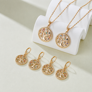 Jewelry Set Wholesale New Fashion 18K Gold Plated Brass Zircon for Women Wedding Party <b>Gift</b> - Product Image 6