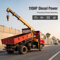 Guindaste Móvel Usado de Alta Performance 4 Toneladas, Lança de 3 Seções 8m, Motor Diesel 110HP, Caixa de Carga 3300mm, Caminhão de Elevação para Canteiro de Obras