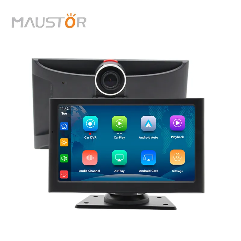 Maustor 7 Polegada Carplay Monitor Tela de toque universal portátil sem fio Android Auto ADAS Car Radio Player estéreo DVD Player