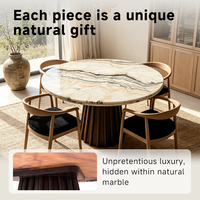 Ensemble de table à manger française haut de gamme, plateau en marbre rose moderne, pieds en bois, pour salle à manger, villa et restaurant