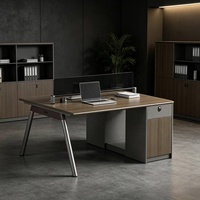Bureau de direction R en panneaux de particules E0 importés d'Allemagne avec papier décoratif, bordure en PVC, verrouillage par mot de passe et écran en verre trempé noir
