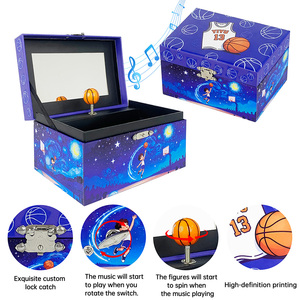 Caja Musical Personalizada <span class=keywords><strong>de</strong></span> Fábrica con Temática <span class=keywords><strong>de</strong></span> Baloncesto, Figura Giratoria y Espejo, Caja <span class=keywords><strong>de</strong></span> Música con Diseño <span class=keywords><strong>de</strong></span> Cielo Estrellado para Niños - Product Image 4