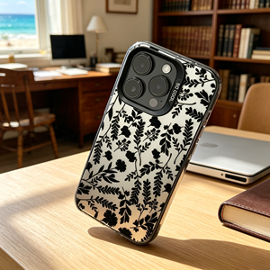 Custodia per telefono IMD di lusso con motivo floreale scuro e argento, antiurto, <span class=keywords><strong>rigida</strong></span>, per <span class=keywords><strong>iPhone</strong></span> 16 15 <span class=keywords><strong>Pro</strong></span> Max, alla moda per donna - Product Image 3