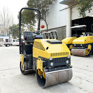 Stokta koltuk 1000kg titreşim yol silindiri çift çelik jantlar ile 1 Ton çift davul rulo