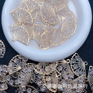 Miniature <b>Fan</b> Charm Gold Plated Zinc Alloy Crystal Rhinestone Pendant For Phone <b>Case</b> Keychain Decoration - Product Image 2
