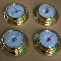 THBC9193 Copper-cased Mechanical Marine Weather Station Kit with Thermometer Hygrometer Barometer Timekeeping Function