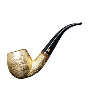 Handmade Briar Wood Tobacco Pipe Golden Finish Freestyle Shape 9mm Filter Core For Men Personal Gift - Product Image 1