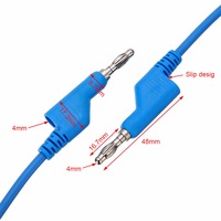 Câble de test avec connecteur banane 4 mm empilable, en laiton nickelé, isolé en PVC, 18 AWG