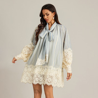Robe vintage personnalisée grande taille robe à manches lanterne en dentelle à revers français robe en dentelle patchwork rétro artistique