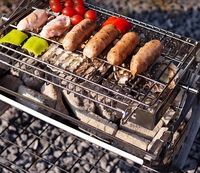 360 °   Barbecue rotatif d'extérieur en métal, gril pliant en acier inoxydable pour camping, pique-niques, fêtes sur la plage et usage domestique