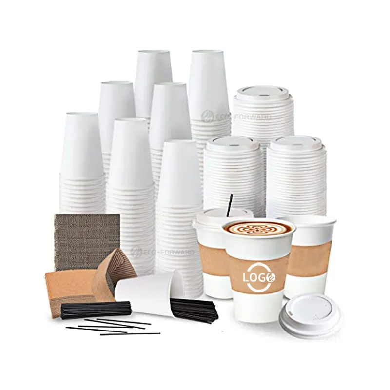 Customized Printed LOGO Eco Friendly Brown Kraft Disposable Paper Coffee Cup Paper Cup With Lid