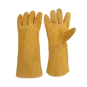 Yellow Cow Split Leather Long Sleeves Custom High Dexterity Welding Gloves for Tig Welder