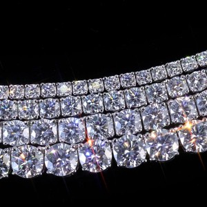 Luxury VVS Moissanite Tennis <b>Chain</b> Necklace 925 Silver <b>Iced</b> <b>Out</b> Hip Hop <b>Chain</b> Support Custom Design - Product Image 3