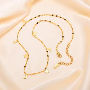 थोक फैशन स्टेनलेस स्टील चंद्रमा और सितारों के पेलेंट हार वाटरप्रूफ गहने सोना 18k - Product Image 3