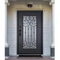 Portes d'entrée en fer forgé de style américain 2025, design moderne, portes à ouverture battante et pivotante pour villas