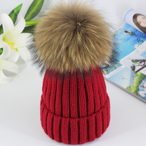 Real Raccoon Fur <strong>Pom</strong> Knitted Hat <strong>Beanie</strong> Caps for Women Designer <strong>Pom</strong> Hats Thick Cable Knit Fuzzy <strong>Pom</strong> Skull Cap Cuff <strong>Beanie</strong> - Product Image 5