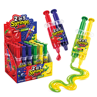 BESTAR 2 in 1 Syringe Jam Cair Permen Rasa Buah Squeeze Syringe Grosir OEM ODM Manisan Camilan Manis untuk Pesta Anak-anak