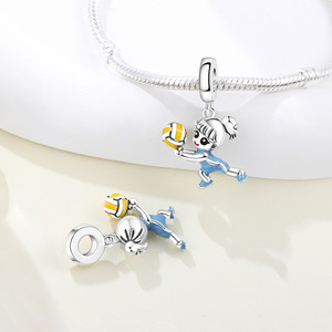 Pulsera original de cuentas de cobre blanco - Joyería con colgante temático de voleibol para niñas pequeñas, joyería personalizada para mujer - Product Image 5