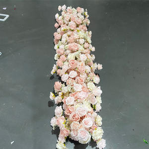 M-FR133 Camino de Mesa de Flores de Seda de 200*35cm, Camino de Mesa de Flores Artificiales de Rosas, Camino de Mesa de Flores de Gypsophila para Decoración de Bodas - Product Image 2