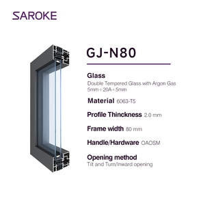 Ventana Abatible de Aluminio con Rotura de Puente Térmico Saroke, Ahorro de Energía, Doble Acristalamiento, Vidrio Templado, Insonorizada - Product Image 2