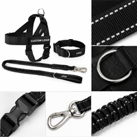 Harnais tactique personnalisé anti-traction pour chien, ensemble collier et laisse, en polyester durable, équipement de promenade en extérieur pour chiens de grande race