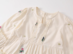 Abiti estivi personalizzati all'ingrosso per ragazze <span class=keywords><strong>a</strong></span> maniche lunghe stampe floreali in cotone al ginocchio stile Casual ODM per bambini piccoli - Product Image 2