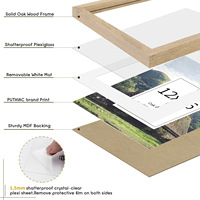 Cadre photo en bois massif naturel pour impressions d'art, photos, affiches, affichage horizontal sur table/mur