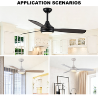 Ventilateur de plafond à 3 pales en contreplaqué avec lumière LED dimmable, moteur DC stable, minuterie, télécommande et vent réversible pour la décoration quotidienne de la maison