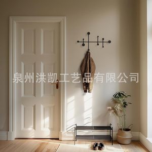 Modern metal wall-mounted coat rack, <b>black</b> bedroom wall <b>hooks</b>, wrought iron hat and bag <b>hooks</b>. - Product Image 4