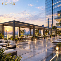 Pergola à toit automatique en aluminium sur mesure, grand abri de loisirs extérieur pour espaces hôteliers de luxe