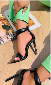 New Women's Plus Size Ladies Sexy Party Square Head Straight Toe Back Zipper Slim Heel Pumps Sandals Shoes - Product Image 2