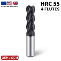Fraise carrée en carbure monobloc HRC55 à 4 dents, revêtement TiAlN, pour usinage CNC d'acier de moulage, fabrication OEM/ODM