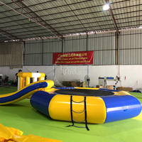 Trampolín Acuático Inflable de PVC Comercial THL, Popular, con Tobogán, Diseño Redondo, Flotante, 2m, Multifuncional, con Logotipo Personalizado